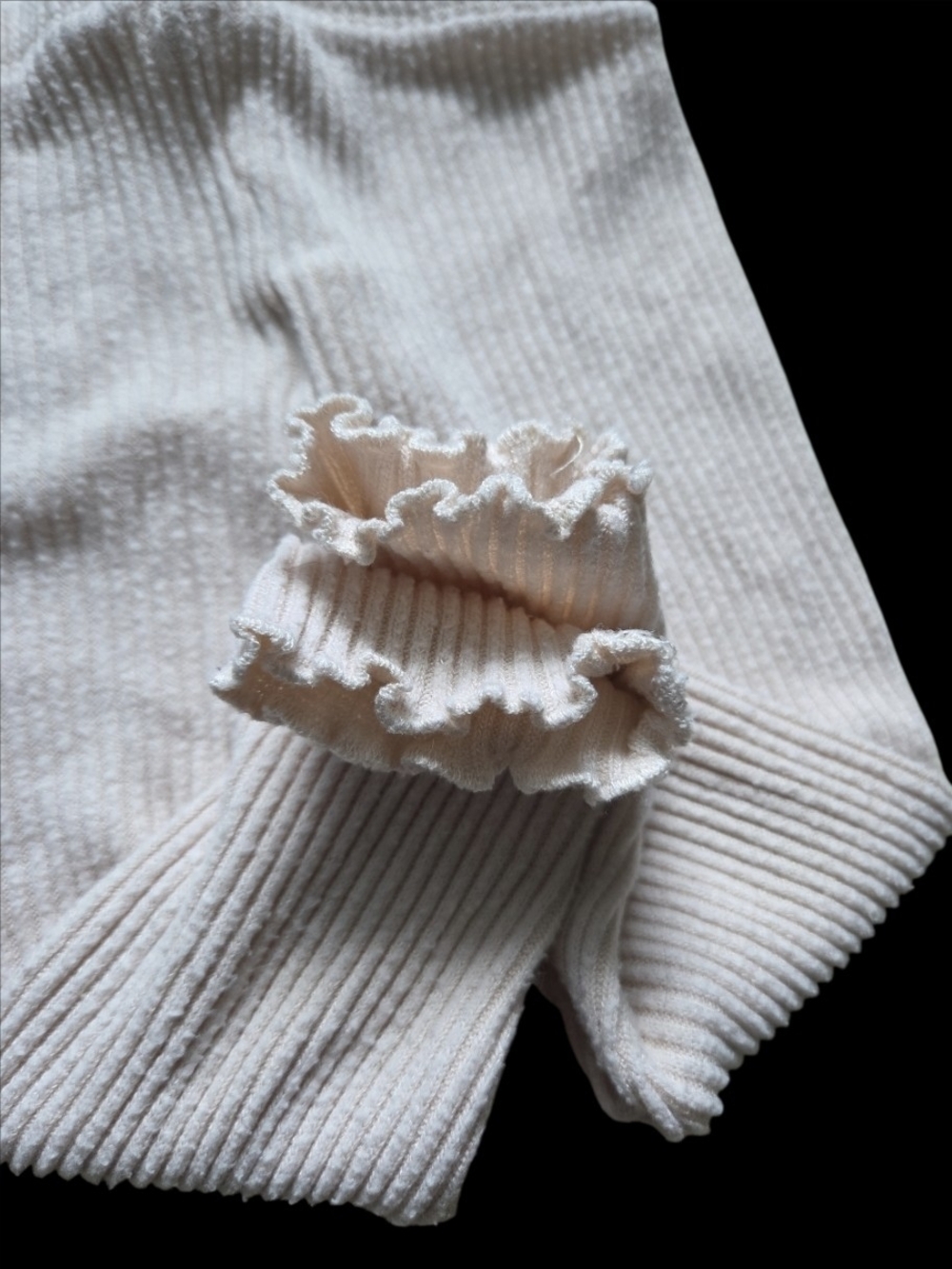Zara Kids Ribbed Drawstring Leggings 9-12 Months Cream Ruffle Pants Infant - Picture 12 of 13
